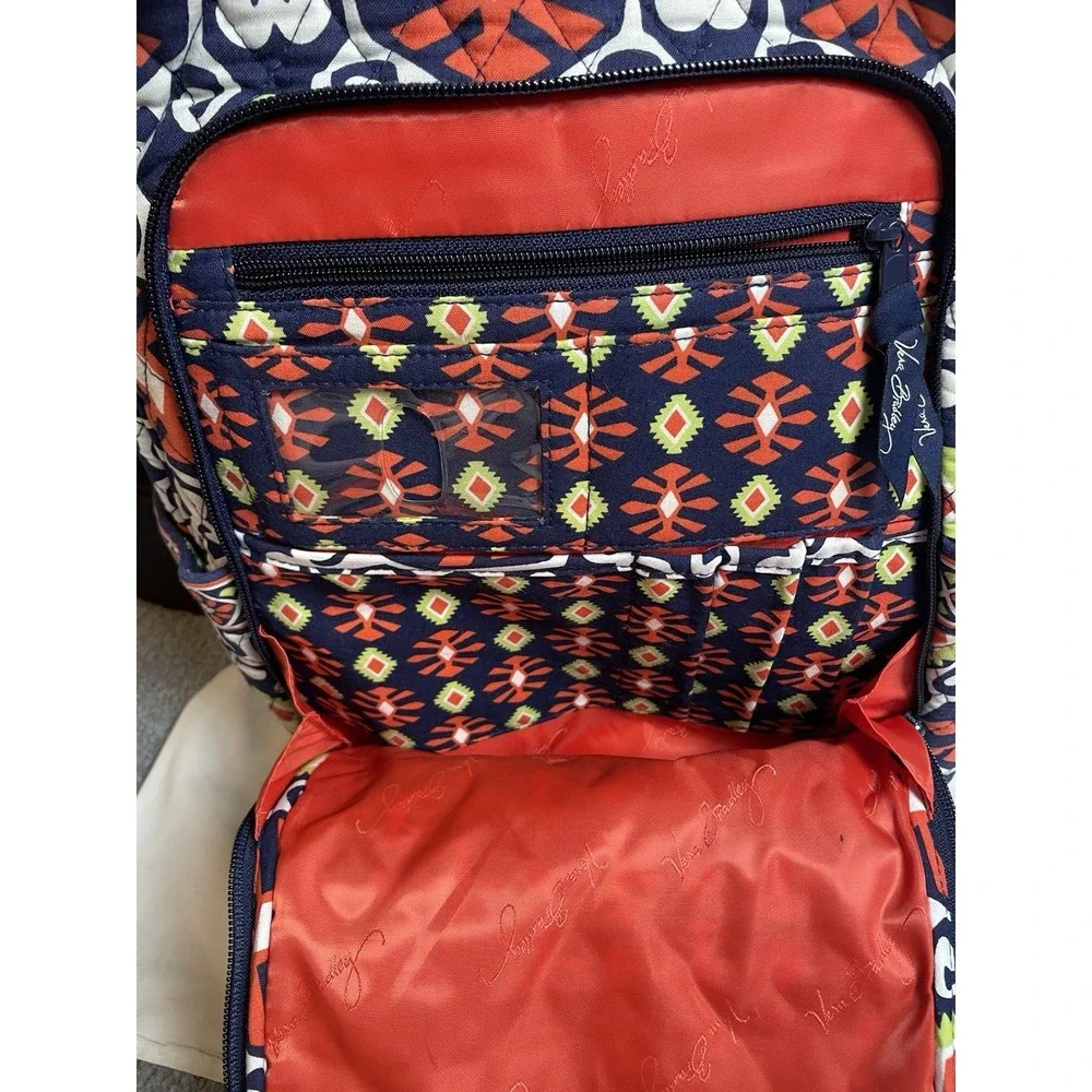 Vera Bradley Quilted Backpack Filigree Cotton Orange White School Travel